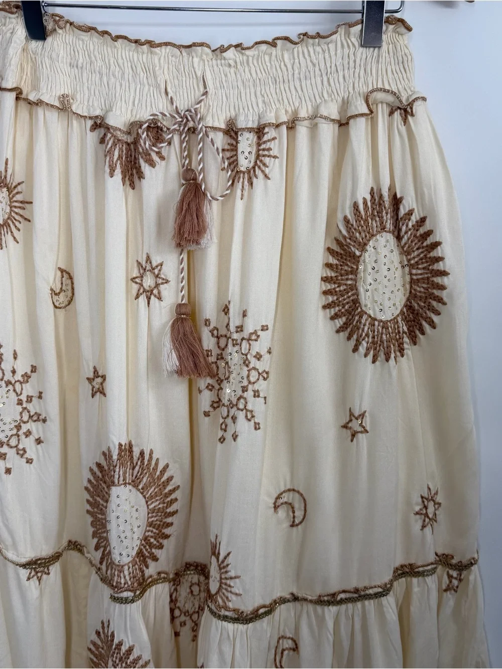 Zara Cream Boho Celestial Maxi Skirt - Picture 5 of 16
